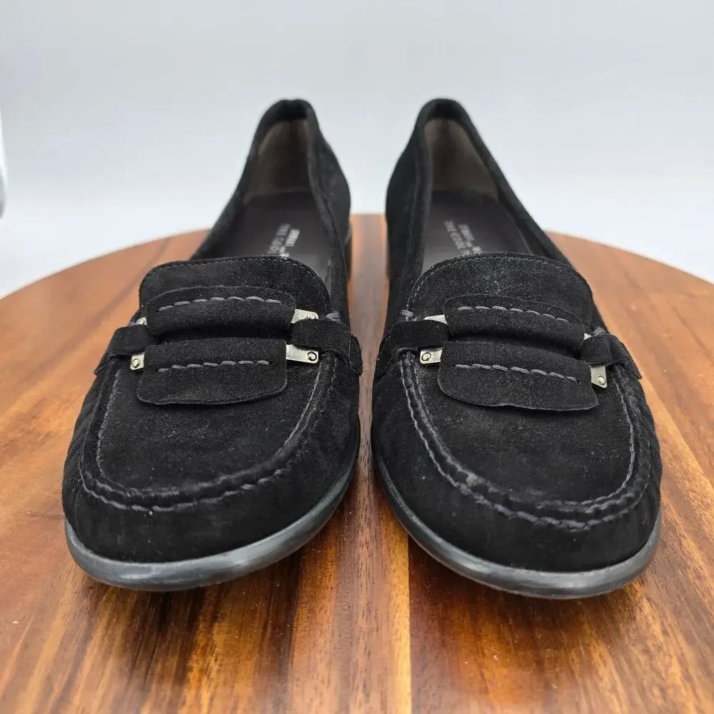 Stuart Weitzman Cool People Shoes Womens 9 M Black Suede Leather Loafers Flats